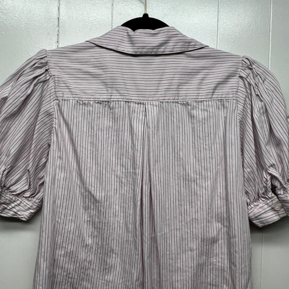 Something Navy Women's Button Down Striped Pink Short Sleeve Shirt Size Small - Picture 7 of 10